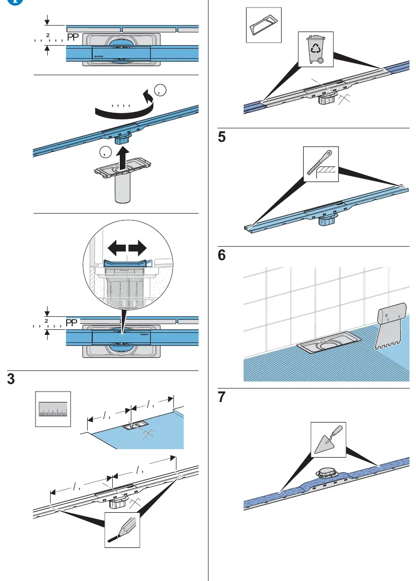 Detailed installation steps for the shower channel.