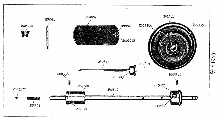 Exploded view of machine components (Plate 16951/16952)