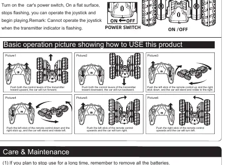 Basic operation diagrams for the stunt car