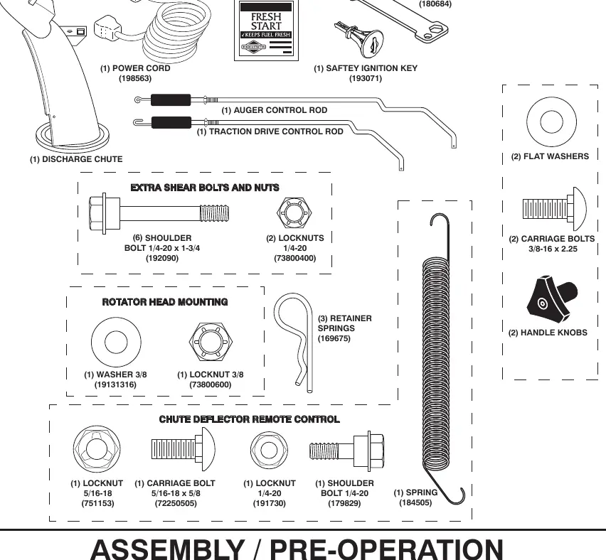 Parts packed separately in carton