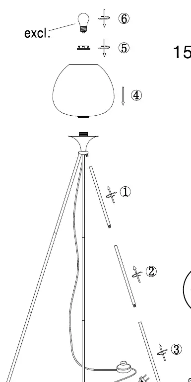Assembly sequence for the tripod base and shade