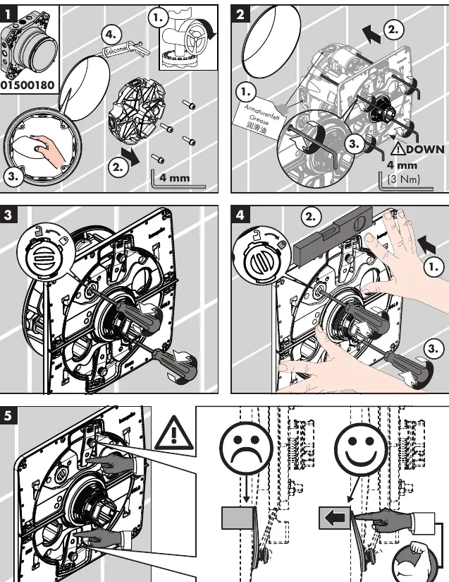 Installation steps for the flush-mounted thermostat.