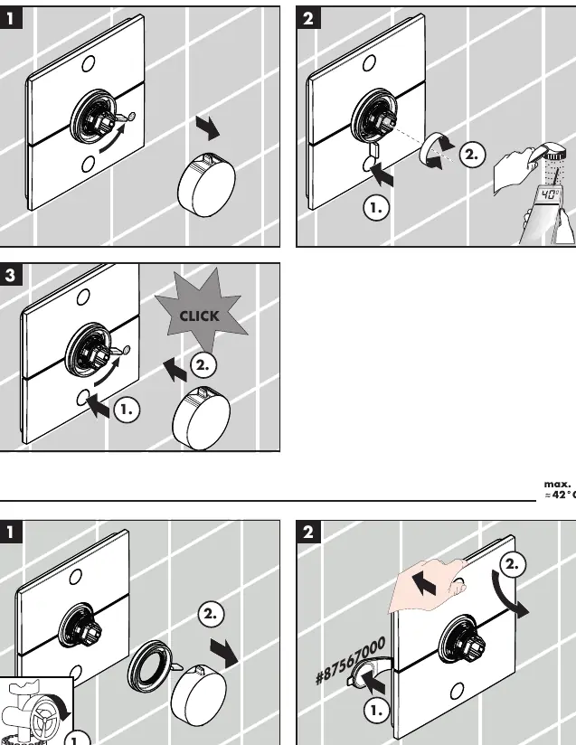 Adjustment of the thermostat temperature.