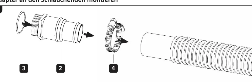 Fitting the adapter to the hose ends