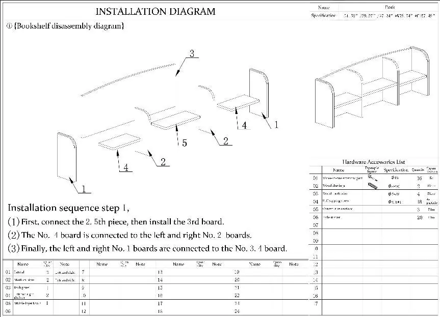 Bookshelf assembly diagram