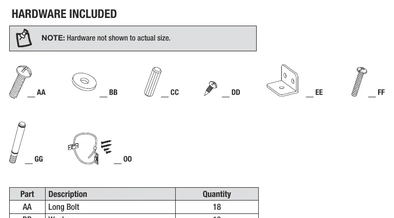 Hardware included for assembly