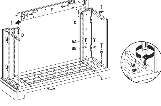 Assembly Step 5: Installing center panel