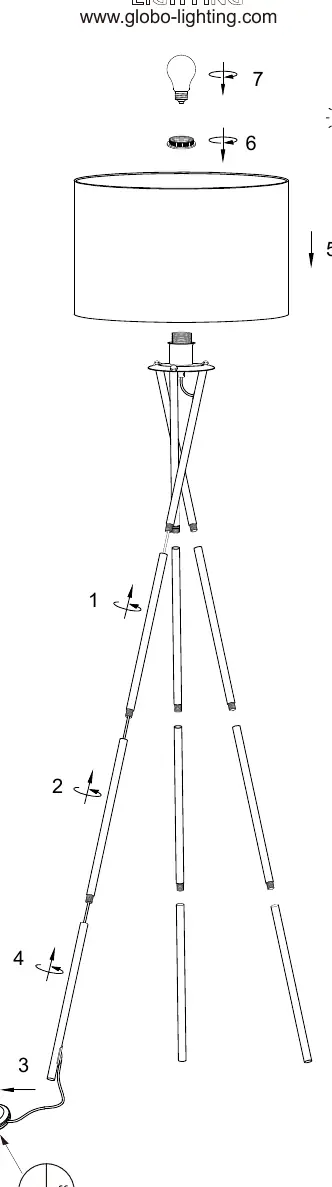 Assembly diagram for the floor lamp
