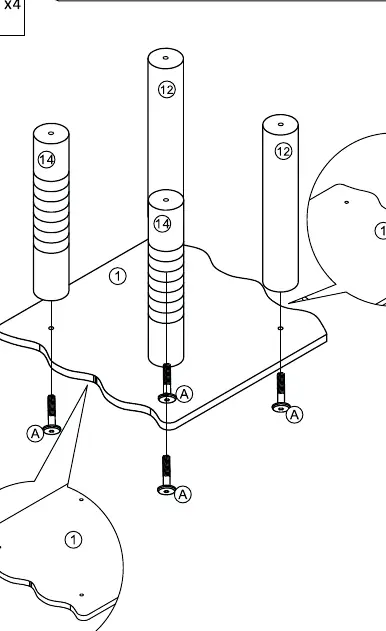 Step 2: Attaching posts to the base.