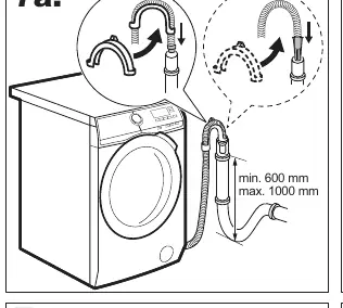 Drain hose height requirements (600-1000mm).