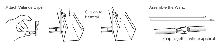 Attaching valance clips and assembling the wand