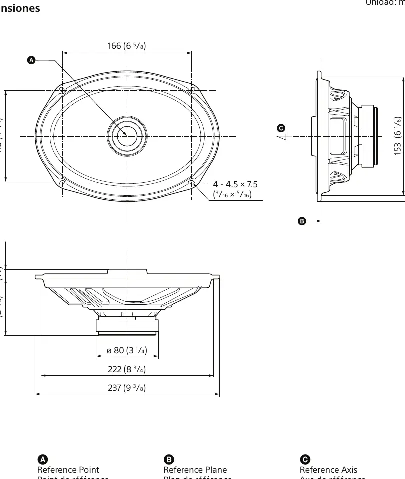 Speaker dimensions and reference points