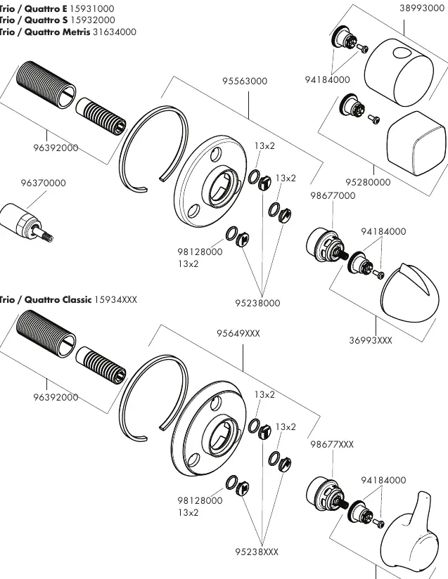 Exploded view of spare parts