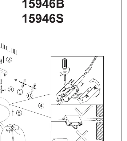 Installation sequence showing mounting and wiring steps.