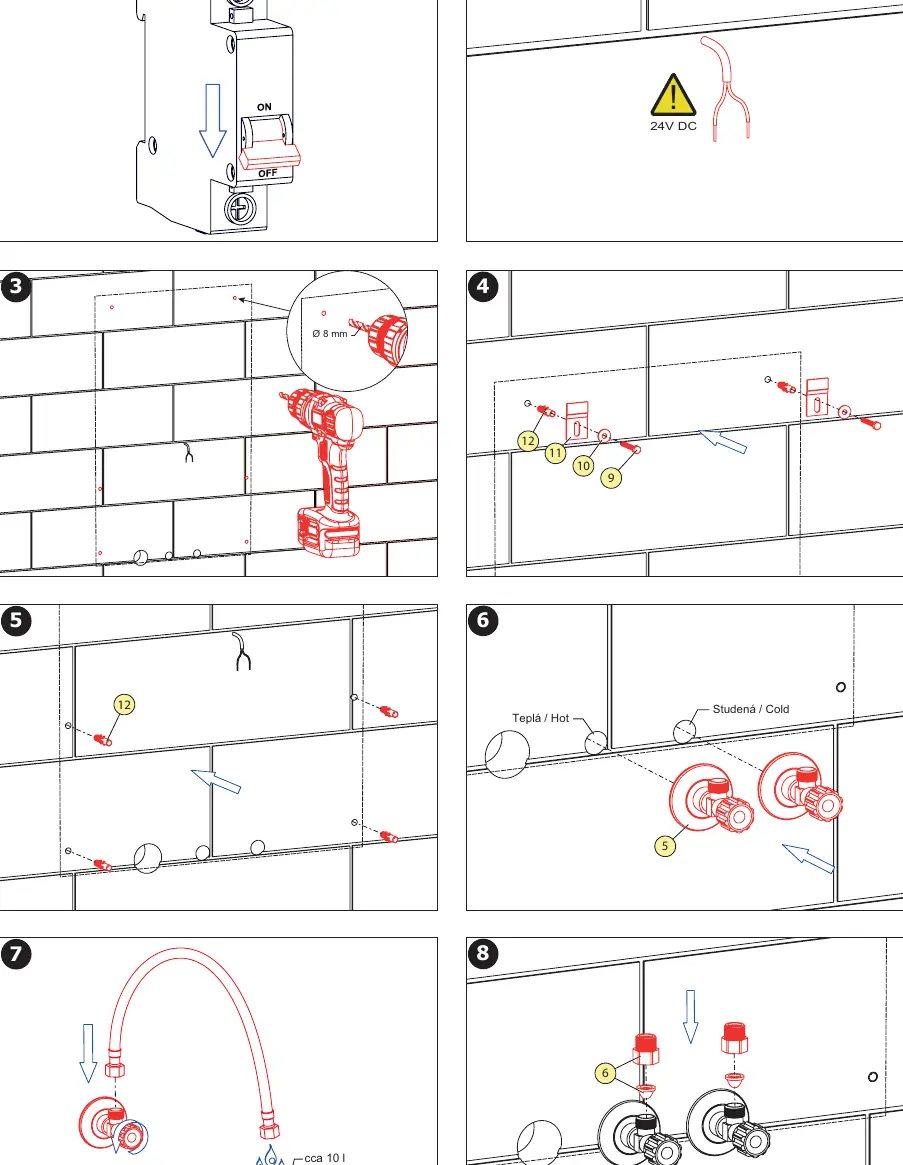 Installation steps 1-8