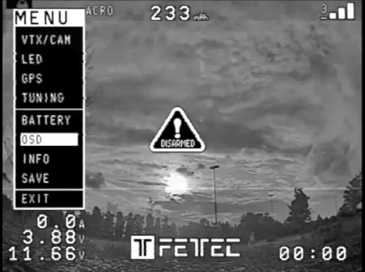 OSD menu interface.