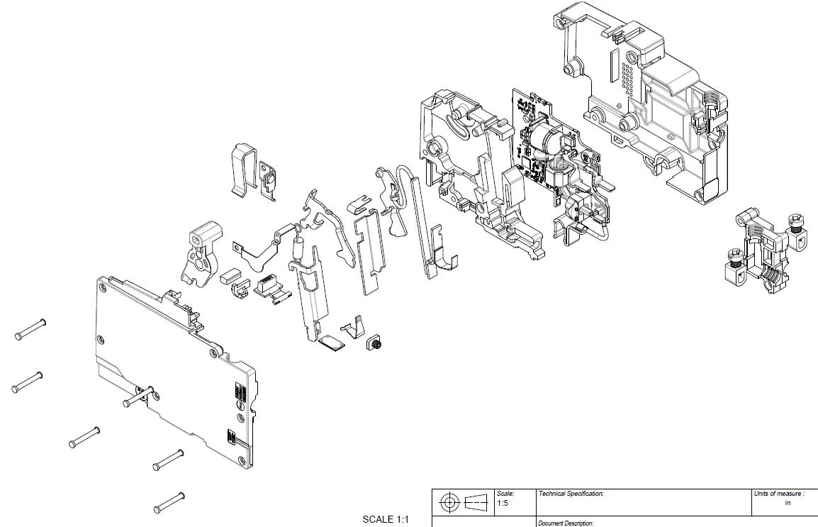 Exploded view of the circuit breaker components
