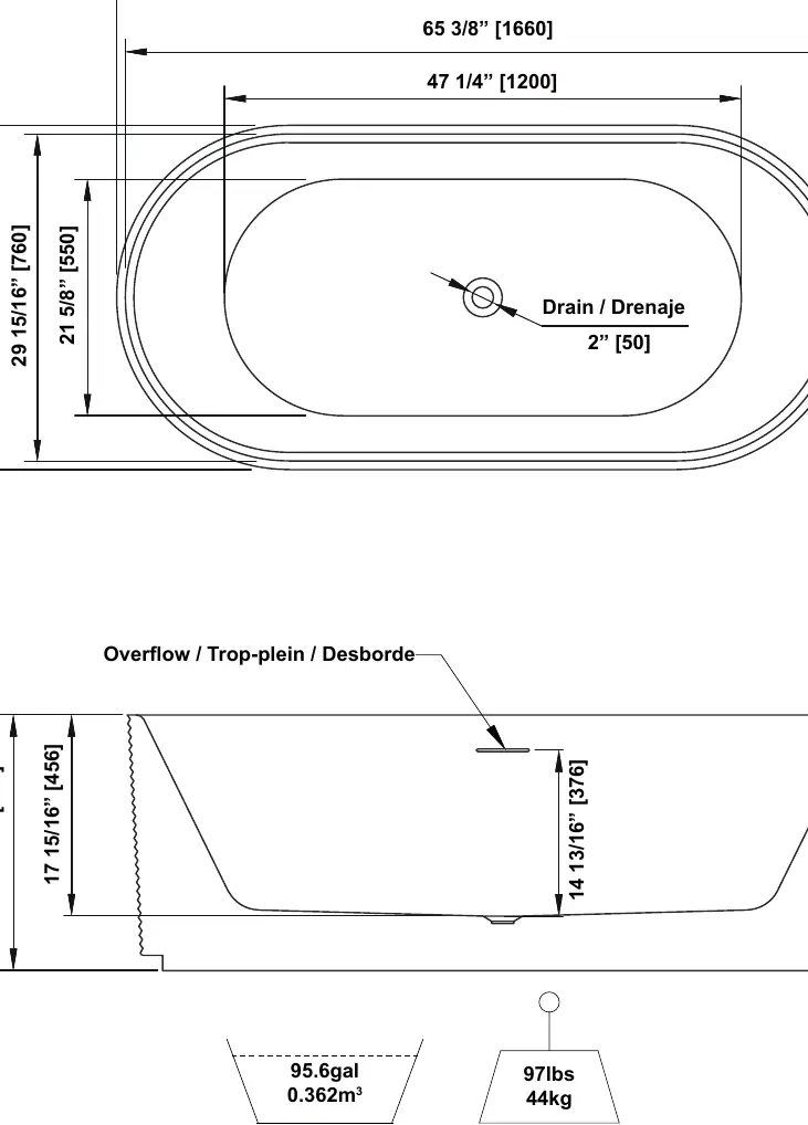Bathtub dimensions and specifications