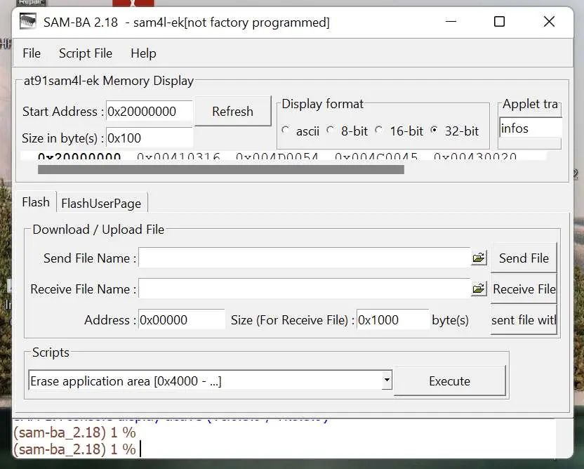 SAM-BA main interface