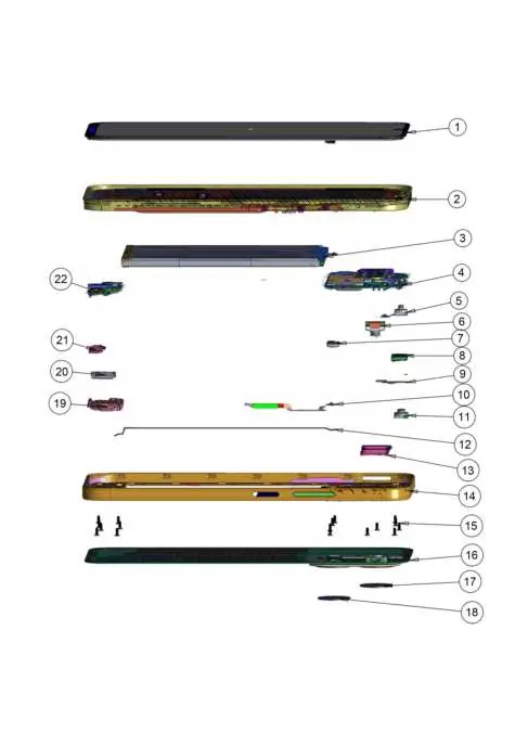 Exploded view of all materials