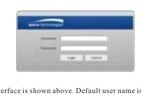 Web interface login screen