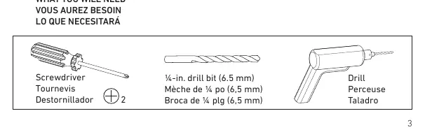 Tools required for installation