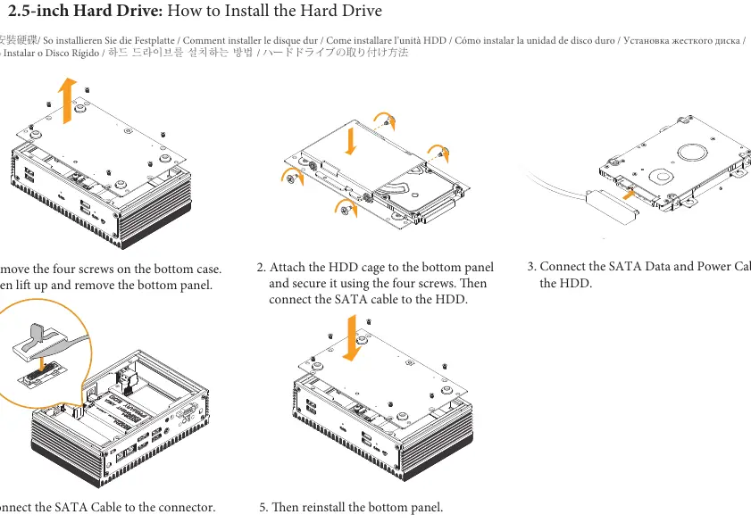 2.5-inch Hard Drive installation steps