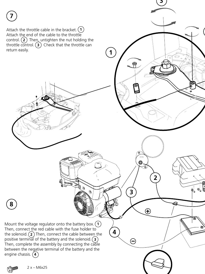 Throttle and battery wiring steps