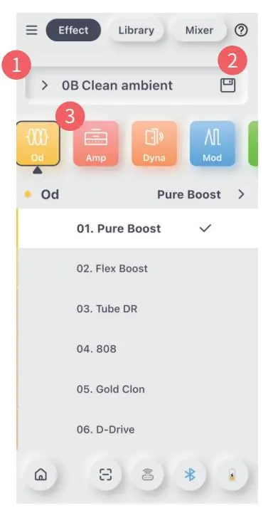 Effect chain module selection