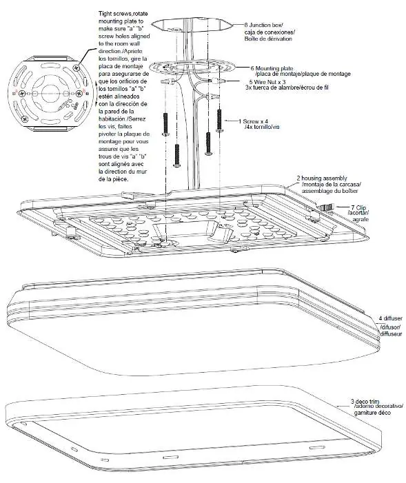 Exploded view of the fixture components