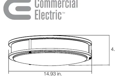 Dimensions and profile of the 15in Orbit Round Flush Mount.