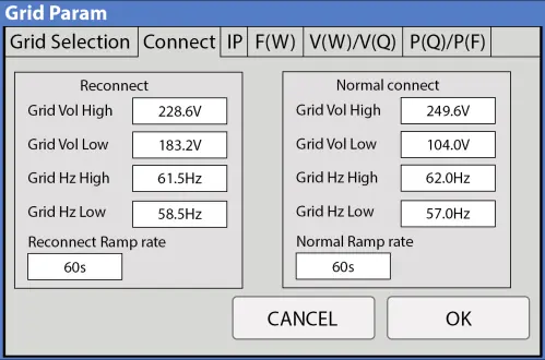 Grid Setup Menu