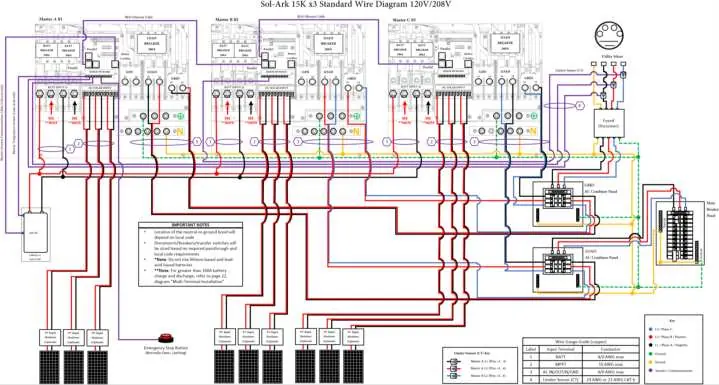 Sol-Ark 15K x3 Standard Wire Diagram 120V/208V