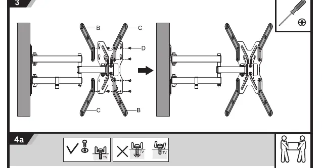 Attaching brackets to the TV.
