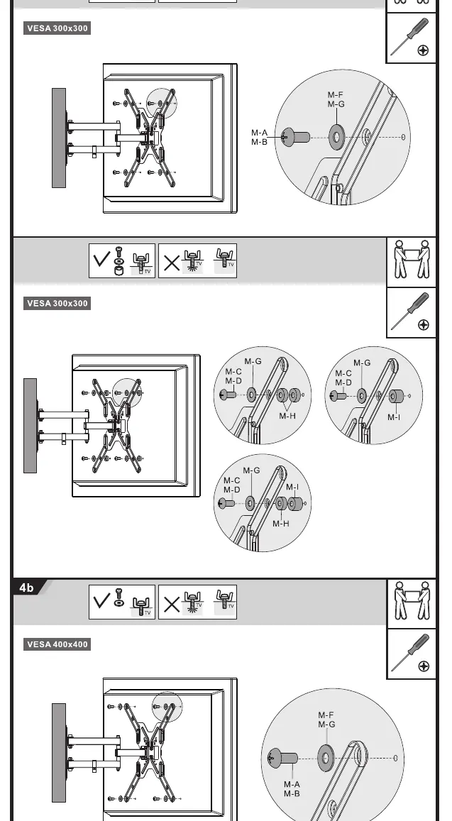 Mounting the TV onto the wall plate.