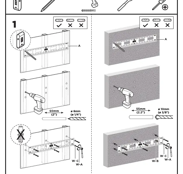 Step 1: Wall plate installation procedure