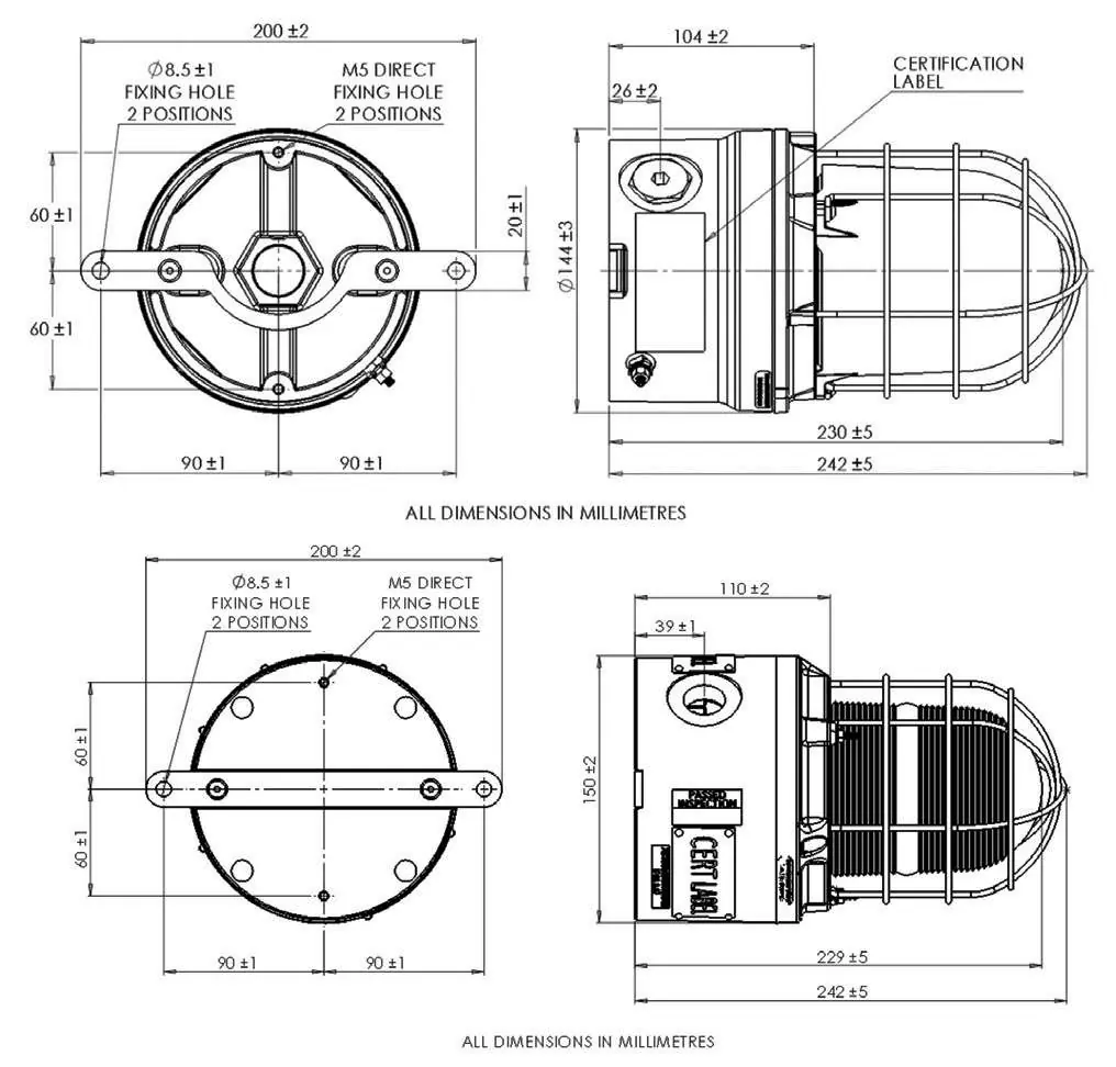 General arrangement and mounting dimensions