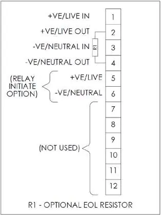 Wiring detail for terminal block