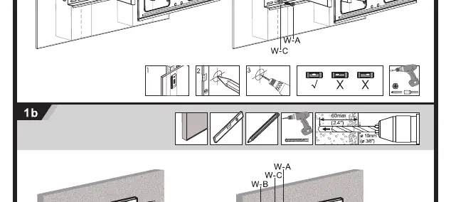 Step 1b: Concrete or brick wall installation procedure.