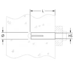Installation diagram showing anchor placement in concrete