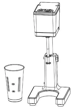 Overview of the drink mixer and mixing cup.