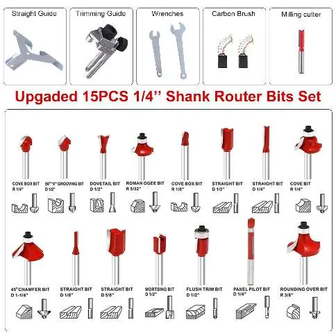 Included router bits and accessories