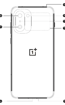 Back view of the OnePlus 15R showing camera and port locations.