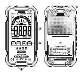 Overview of the HTC 15S Smart Digital Clamp Meter components