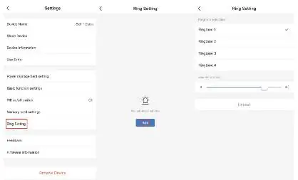 Chime settings in the app