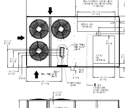 Certified drawing showing unit dimensions and connection points.