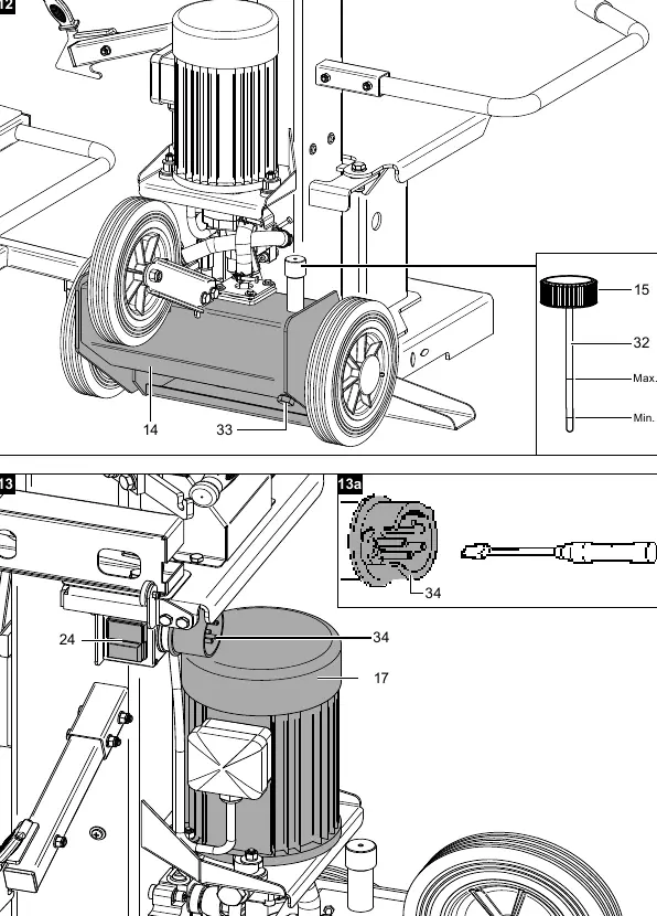 Hydraulic oil tank and maintenance points