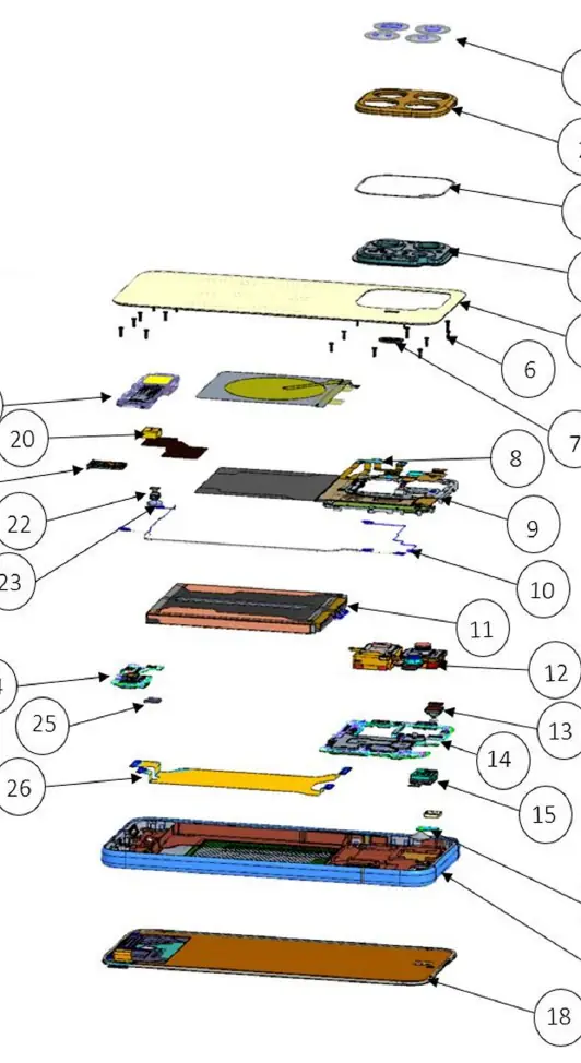 Exploded view of device components