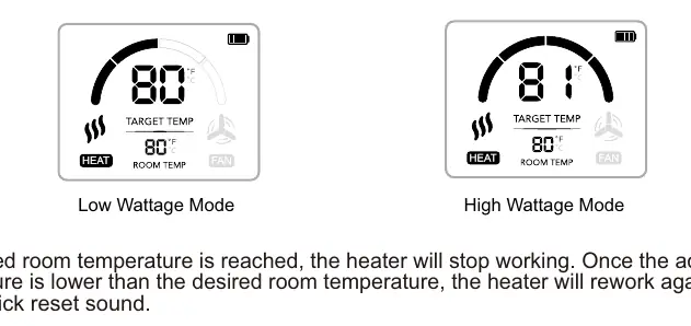 Heater wattage modes