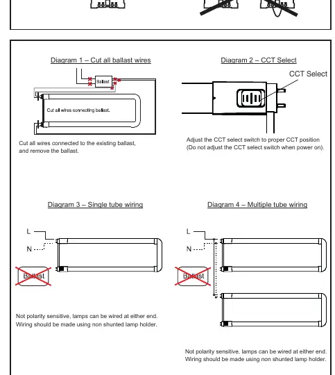 Wiring diagrams for Type B installation